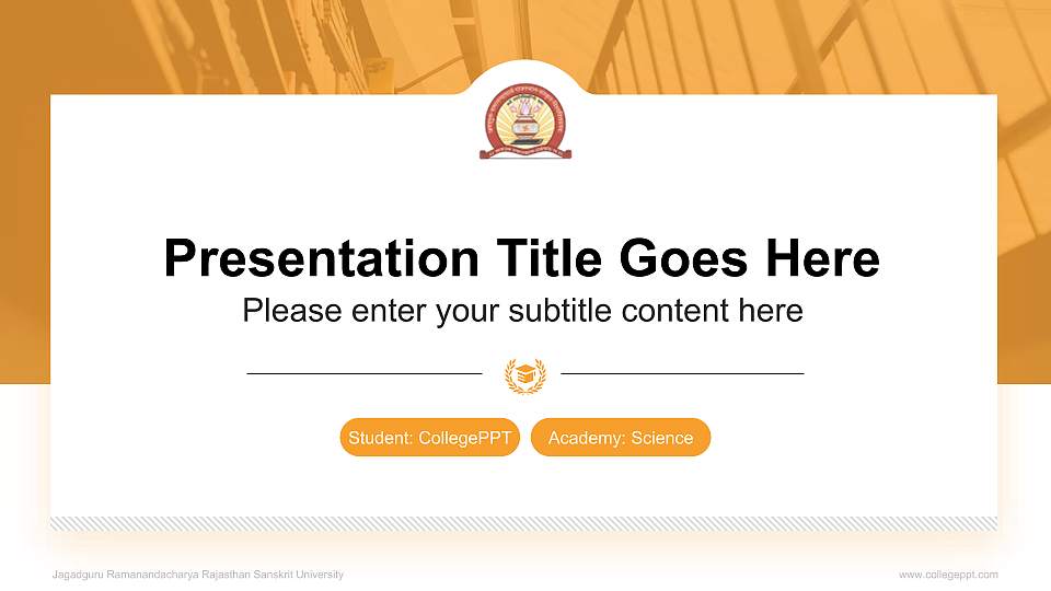 Jagadguru Ramanandacharya Rajasthan Sanskrit University National Scholarship Defense PPT Template16:9 ratio PPT effect preview image