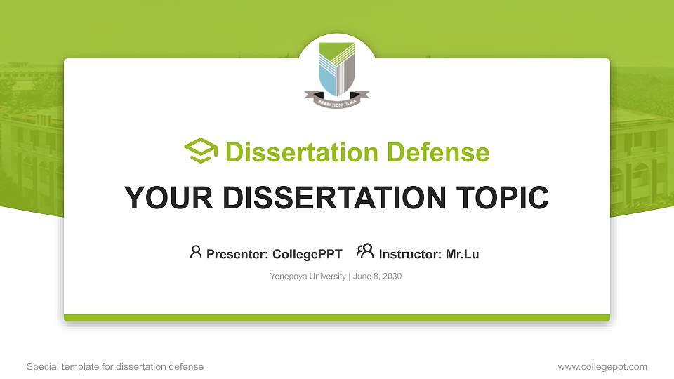 Yenepoya University Graduation Thesis Defense PPT Template16:9 ratio PPT effect preview image1
