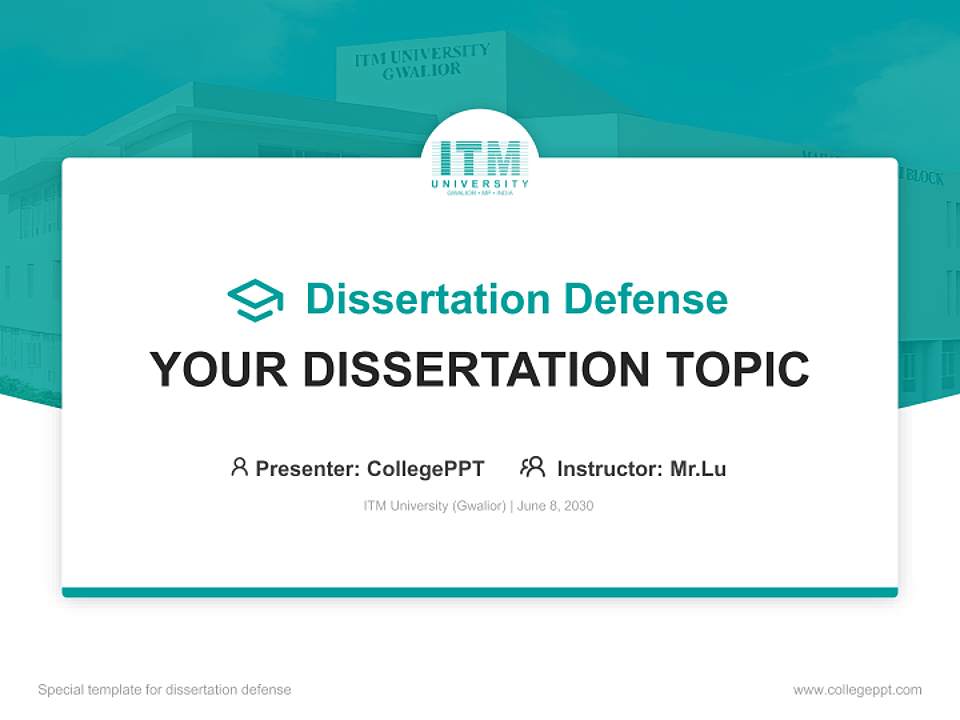 ITM University (Gwalior) Graduation Thesis Defense PPT Template4:3 ratio PPT effect preview image7