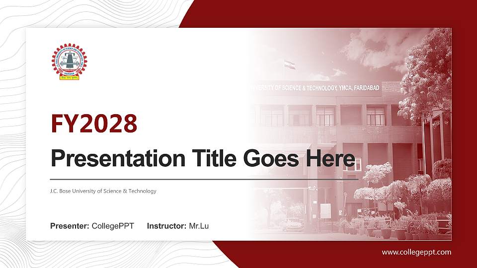 J.C. Bose University of Science & Technology Academic Presentation/Research Findings Report PPT Template16:9 ratio PPT effect preview image