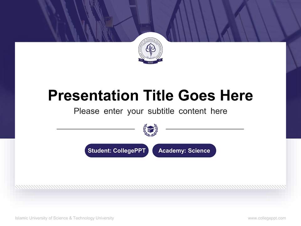 Islamic University of Science & Technology University National Scholarship Defense PPT Template4:3 ratio PPT effect preview image4