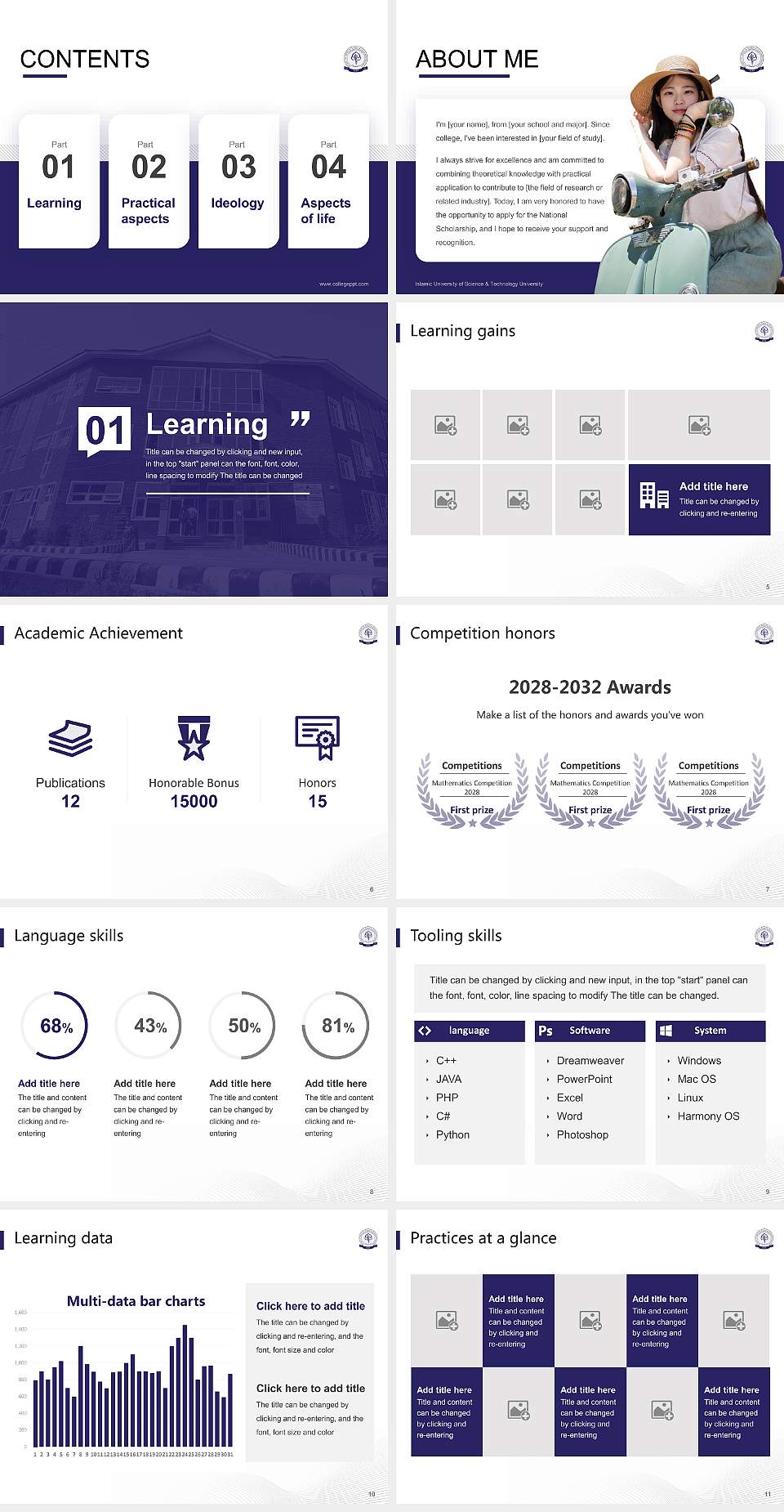Islamic University of Science & Technology University National Scholarship Defense PPT Template4:3 ratio PPT effect preview image2