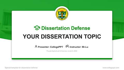 Punjab Agricultural University Graduation Thesis Defense PPT Template