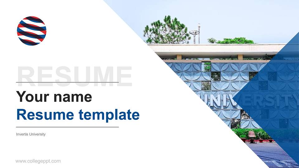 Invertis University Resume PPT Template16:9 ratio PPT effect preview image