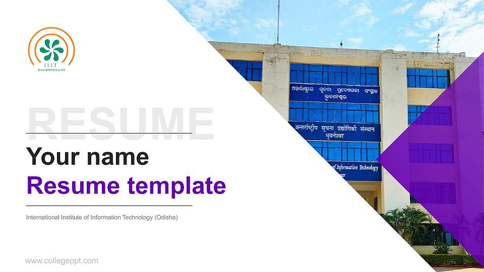 International Institute of Information Technology (Odisha) Resume PPT Template16:9 ratio PPT effect preview image