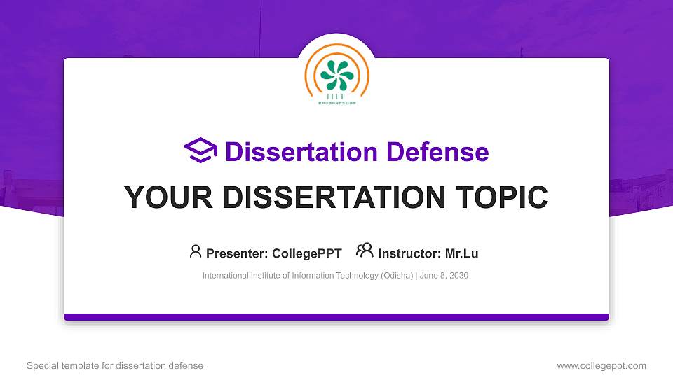International Institute of Information Technology (Odisha) Graduation Thesis Defense PPT Template16:9 ratio PPT effect preview image
