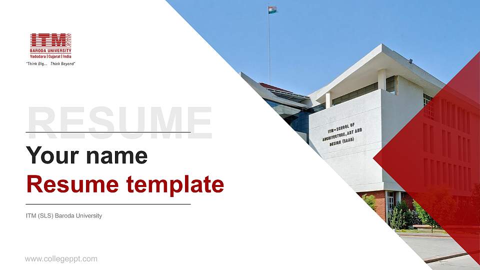 ITM (SLS) Baroda University Resume PPT Template16:9 ratio PPT effect preview image