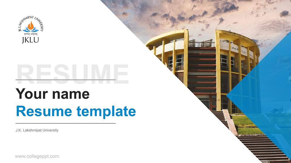 J.K. Lakshmipat University Resume PPT Template16:9 ratio PPT effect preview image