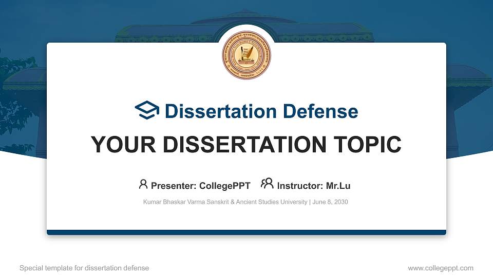 Kumar Bhaskar Varma Sanskrit & Ancient Studies University Graduation Thesis Defense PPT Template16:9 ratio PPT effect preview image