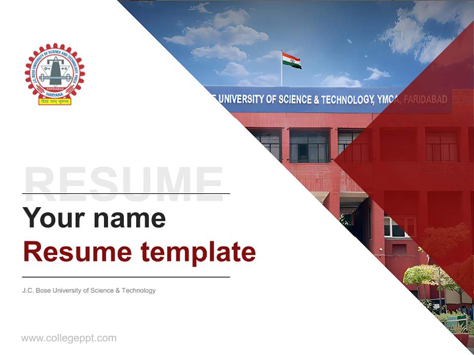 J.C. Bose University of Science & Technology Resume PPT Template4:3 ratio PPT effect preview image5