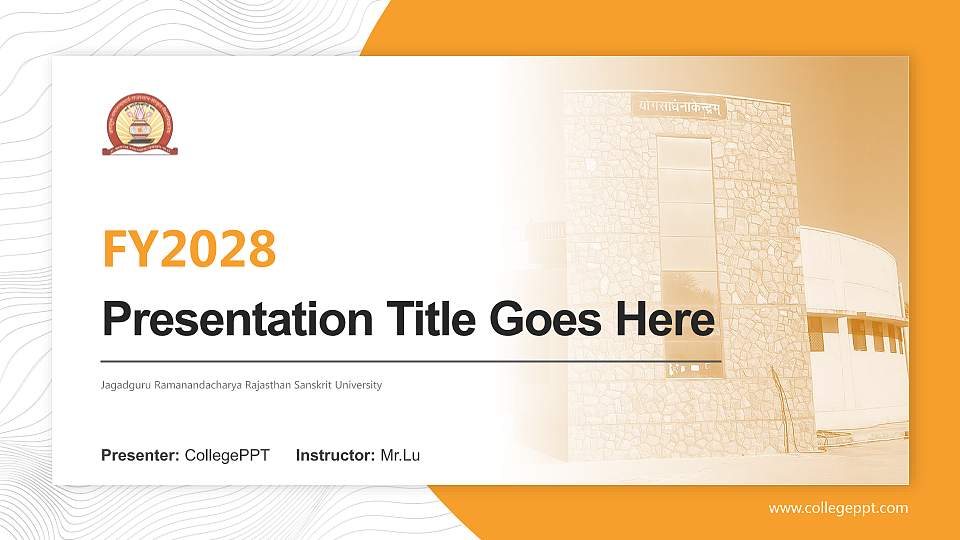 Jagadguru Ramanandacharya Rajasthan Sanskrit University Academic Presentation/Research Findings Report PPT Template16:9 ratio PPT effect preview image