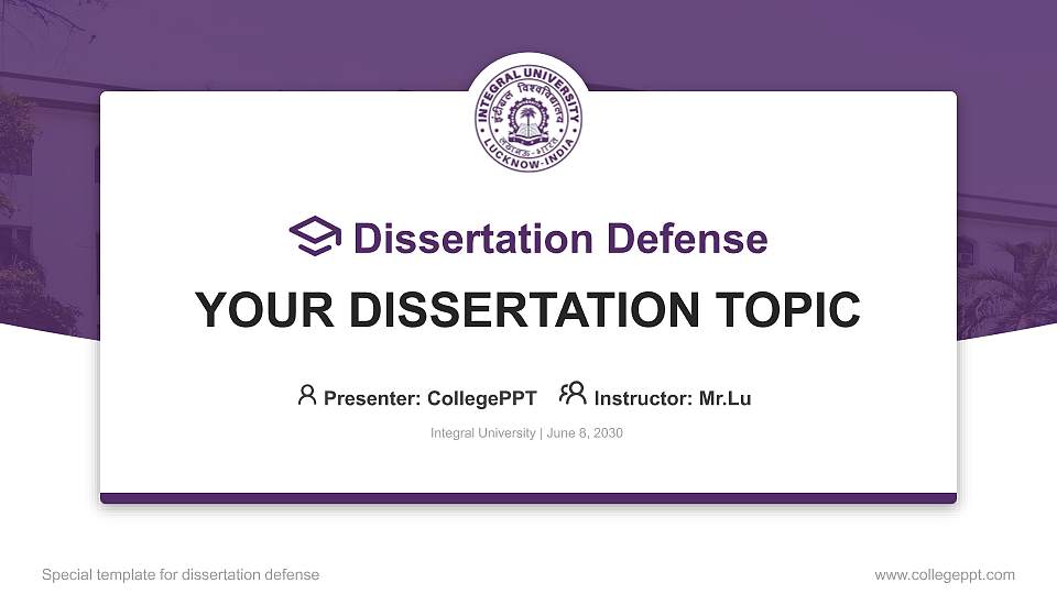 Integral University Graduation Thesis Defense PPT Template16:9 ratio PPT effect preview image