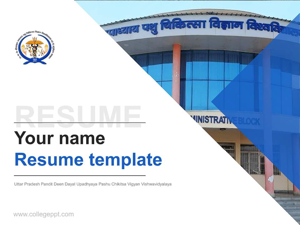 Uttar Pradesh Pandit Deen Dayal Upadhyaya Pashu Chikitsa Vigyan Vishwavidyalaya Resume PPT Template4:3 ratio PPT effect preview image5