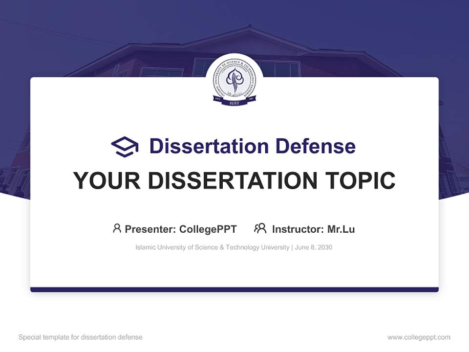 Islamic University of Science & Technology University Graduation Thesis Defense PPT Template4:3 ratio PPT effect preview image7