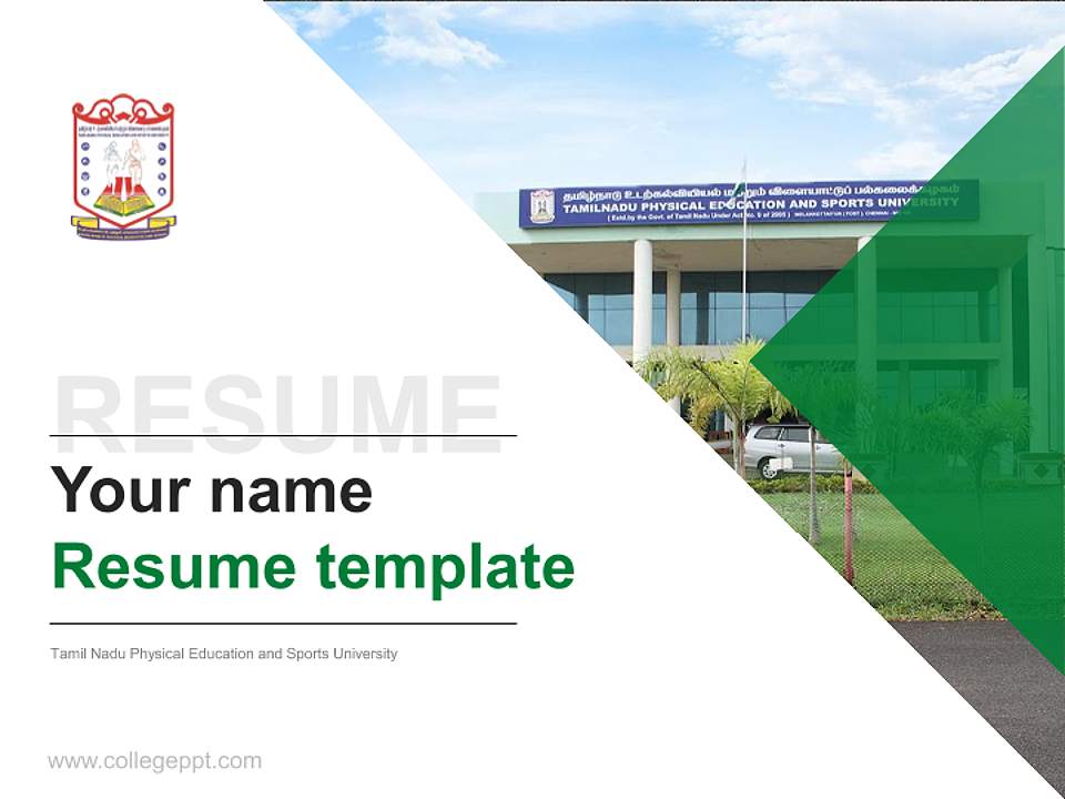 Tamil Nadu Physical Education and Sports University Resume PPT Template4:3 ratio PPT effect preview image5