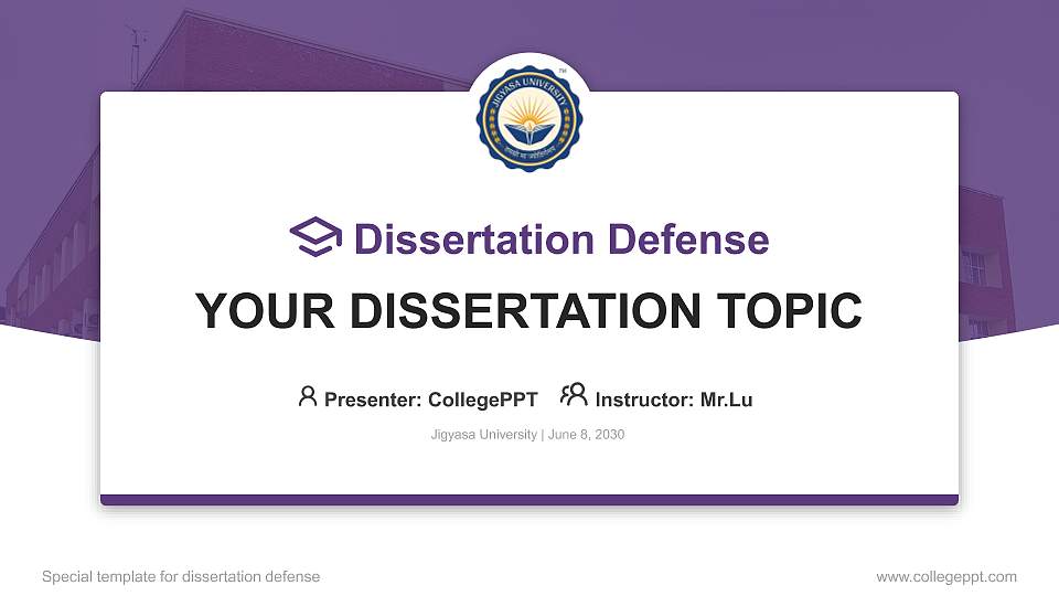 Jigyasa University Graduation Thesis Defense PPT Template16:9 ratio PPT effect preview image