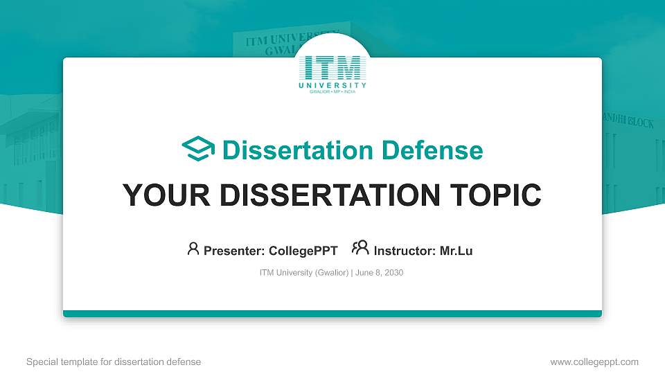 ITM University (Gwalior) Graduation Thesis Defense PPT Template16:9 ratio PPT effect preview image