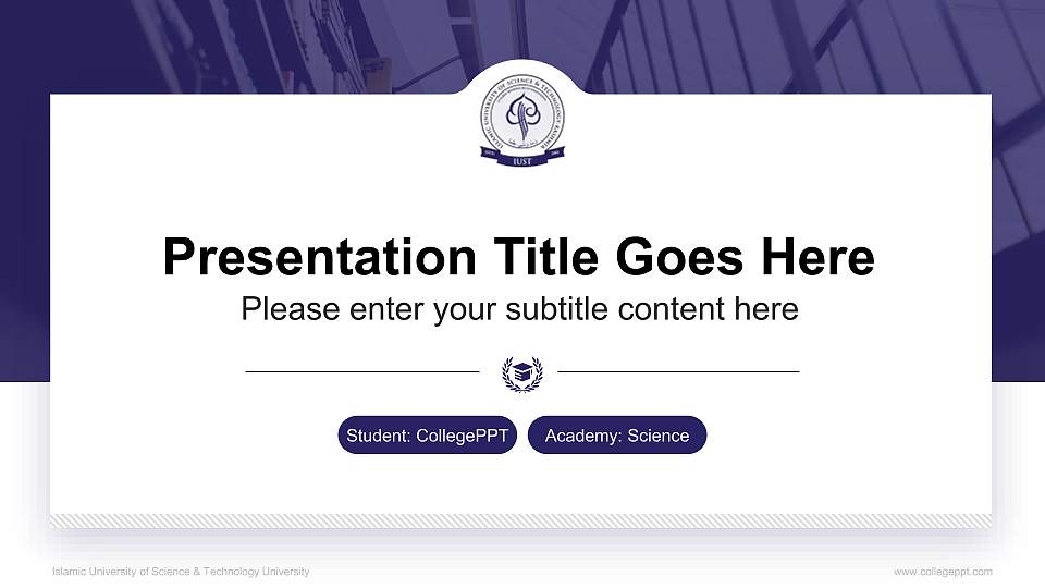 Islamic University of Science & Technology University National Scholarship Defense PPT Template16:9 ratio PPT effect preview image
