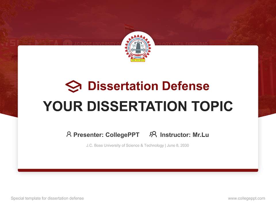 J.C. Bose University of Science & Technology Graduation Thesis Defense PPT Template4:3 ratio PPT effect preview image7