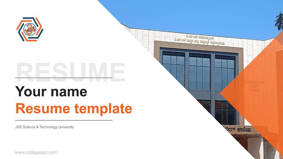 JSS Science & Technology University Resume PPT Template16:9 ratio PPT effect preview image