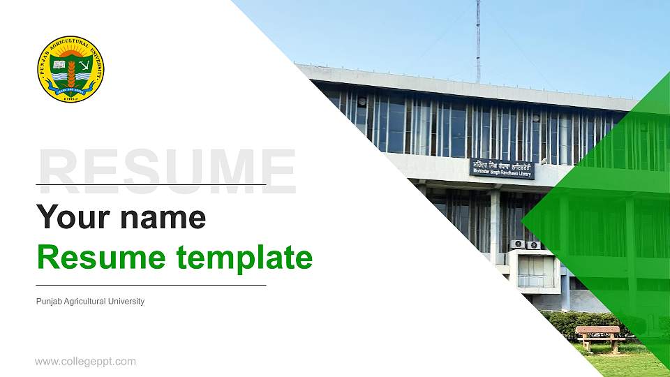 Punjab Agricultural University Resume PPT Template16:9 ratio PPT effect preview image