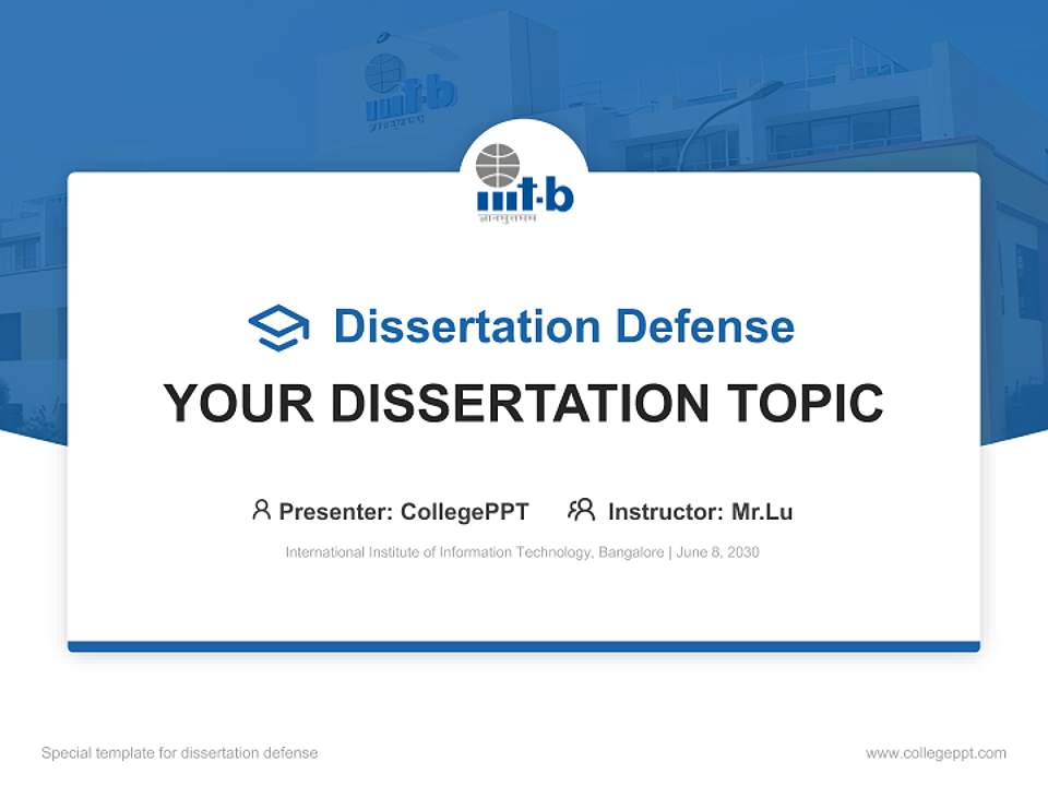 International Institute of Information Technology, Bangalore Graduation Thesis Defense PPT Template4:3 ratio PPT effect preview image7