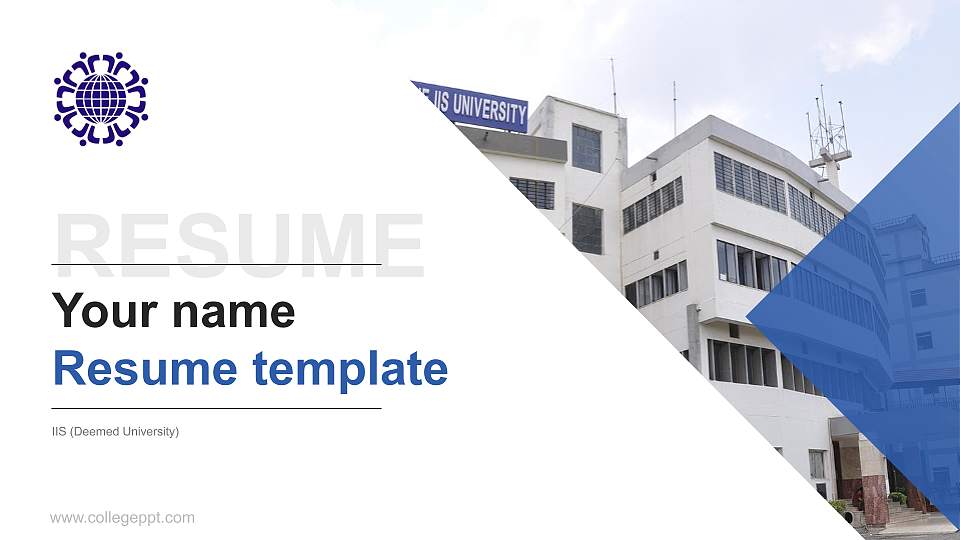 IIS (Deemed University) Resume PPT Template16:9 ratio PPT effect preview image