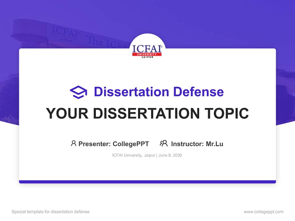 ICFAI University, Jaipur Graduation Thesis Defense PPT Template4:3 ratio PPT effect preview image7