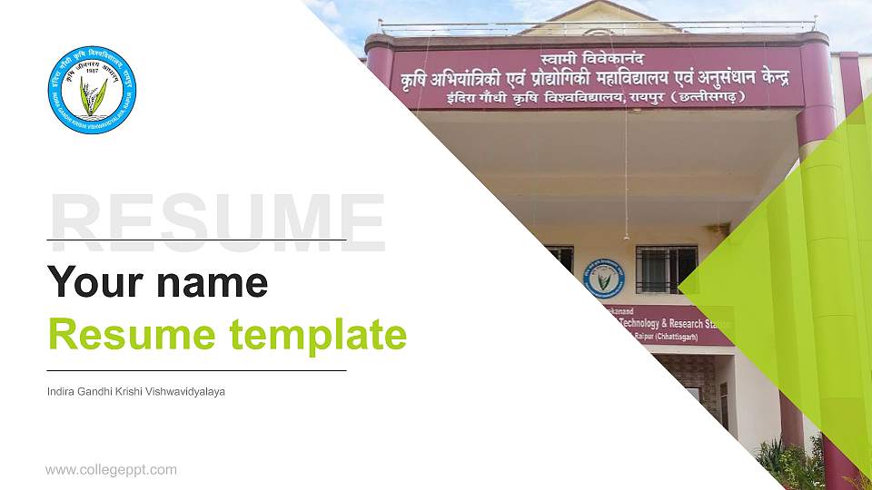 Indira Gandhi Krishi Vishwavidyalaya Resume PPT Template16:9 ratio PPT effect preview image