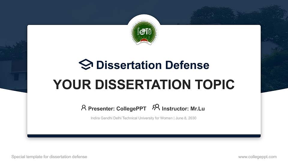 Indira Gandhi Delhi Technical University for Women Graduation Thesis Defense PPT Template16:9 ratio PPT effect preview image