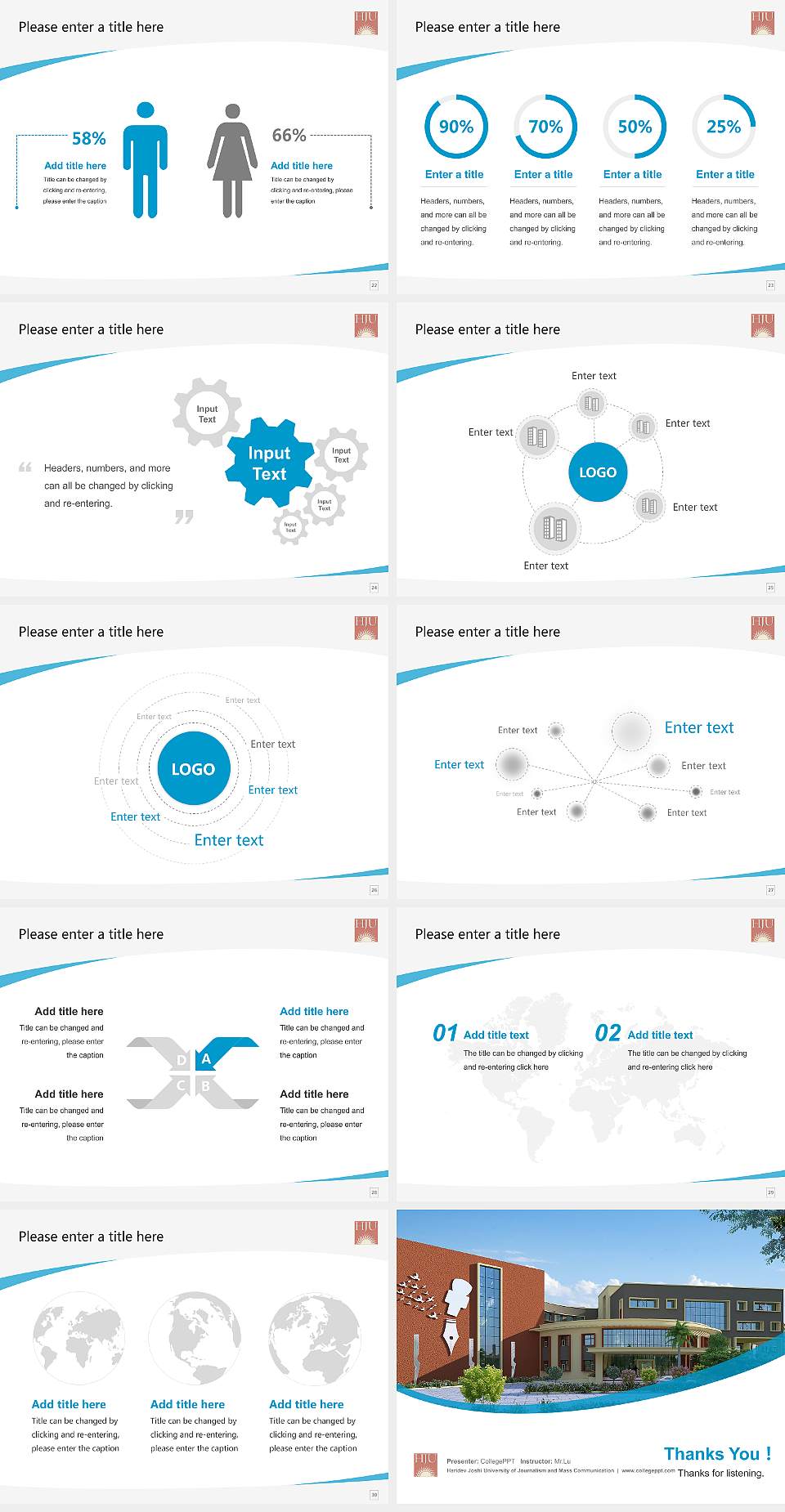 Haridev Joshi University of Journalism and Mass Communication Course/Courseware Creation PPT Template4:3 ratio PPT effect preview image4