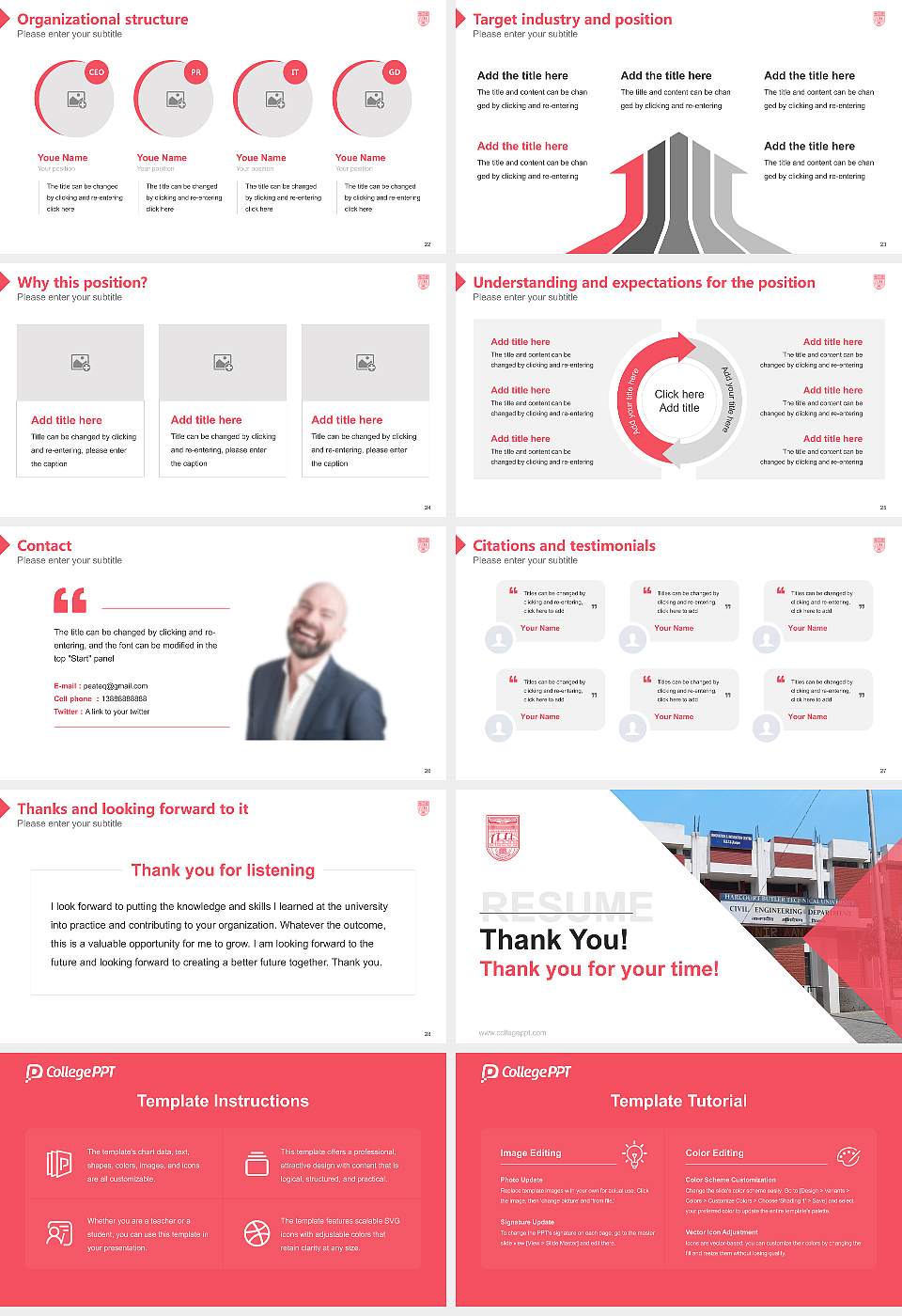 Harcourt Butler Technical University Resume PPT Template16:9 ratio PPT effect preview image4