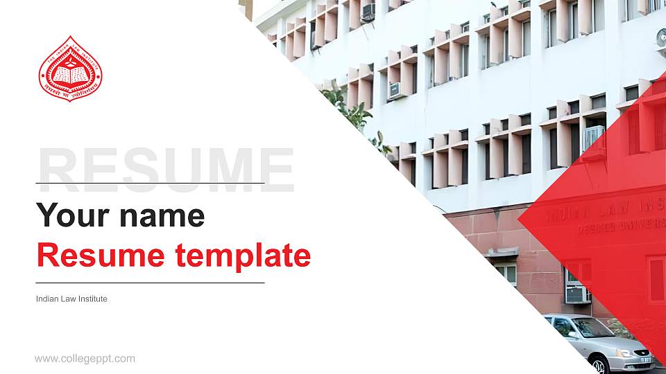 Indian Law Institute Resume PPT Template16:9 ratio PPT effect preview image
