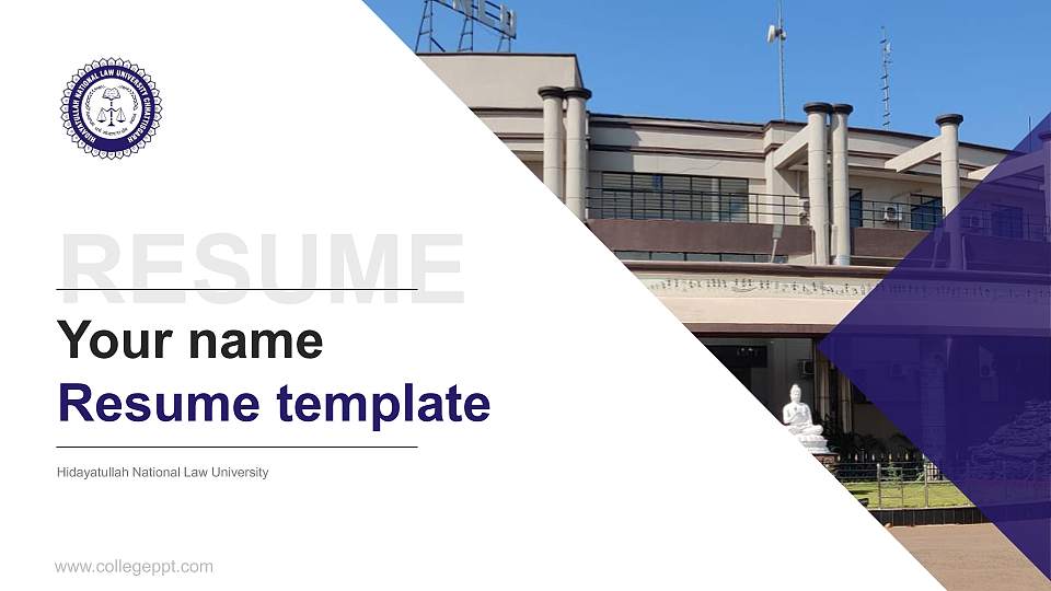 Hidayatullah National Law University Resume PPT Template16:9 ratio PPT effect preview image