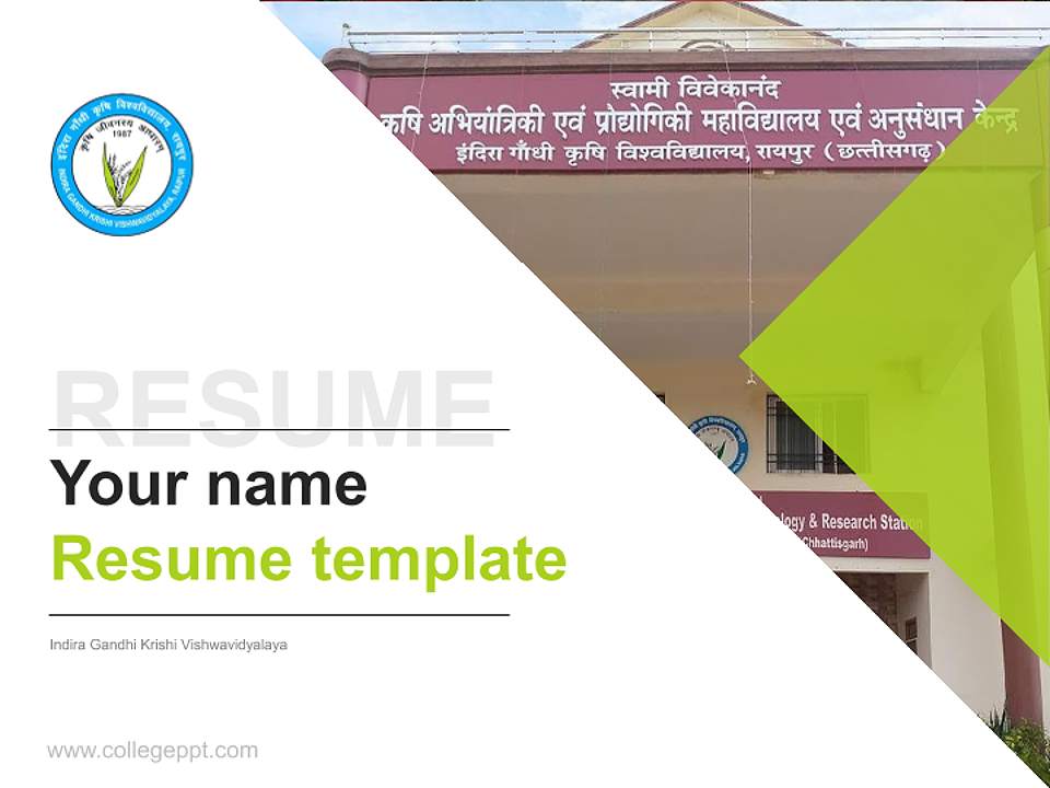 Indira Gandhi Krishi Vishwavidyalaya Resume PPT Template4:3 ratio PPT effect preview image5