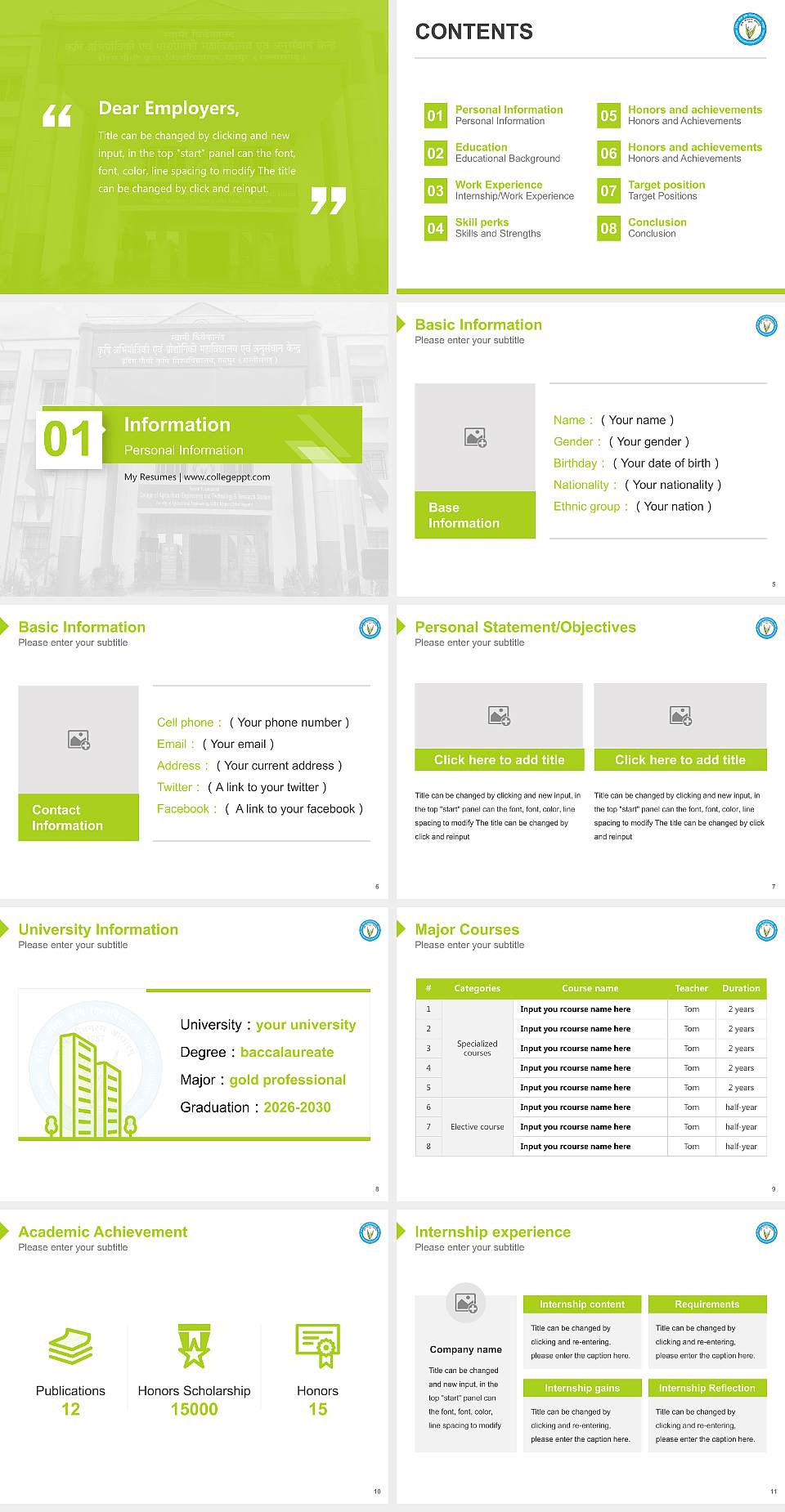 Indira Gandhi Krishi Vishwavidyalaya Resume PPT Template4:3 ratio PPT effect preview image2