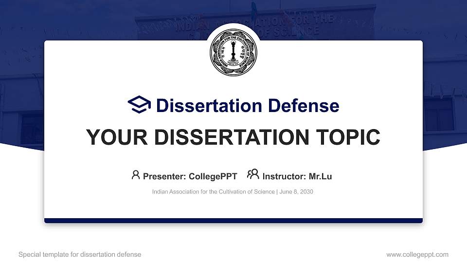 Indian Association for the Cultivation of Science Graduation Thesis Defense PPT Template16:9 ratio PPT effect preview image