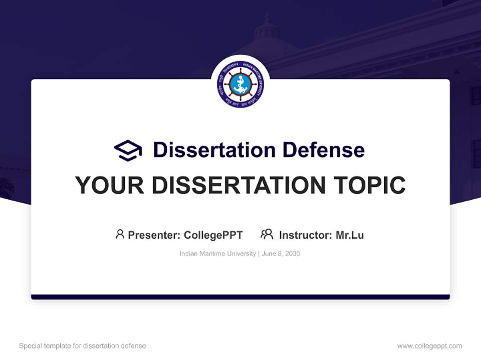 Indian Maritime University Graduation Thesis Defense PPT Template4:3 ratio PPT effect preview image7