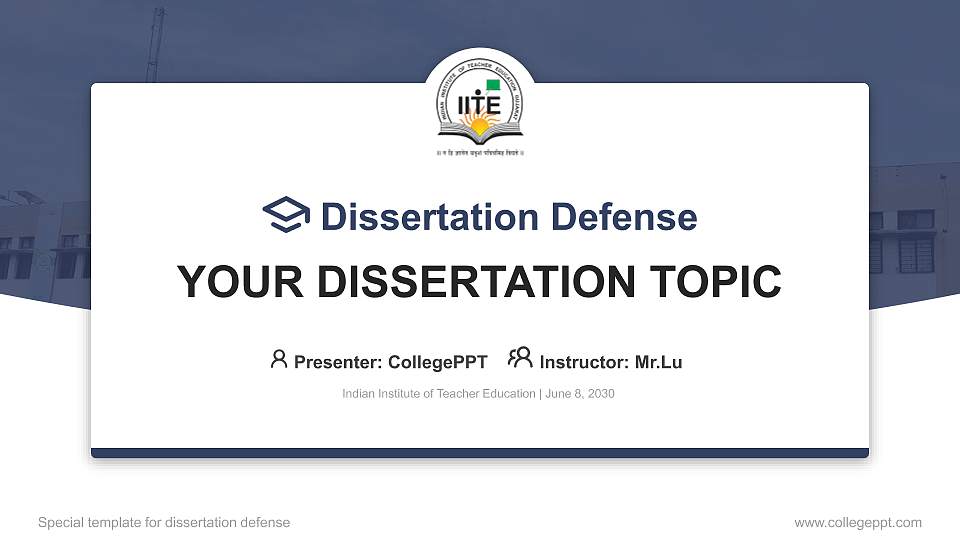 Indian Institute of Teacher Education Graduation Thesis Defense PPT Template16:9 ratio PPT effect preview image