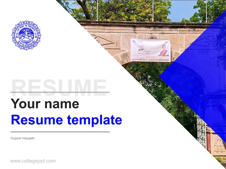 Gujarat Vidyapith Resume PPT Template4:3 ratio PPT effect preview image5