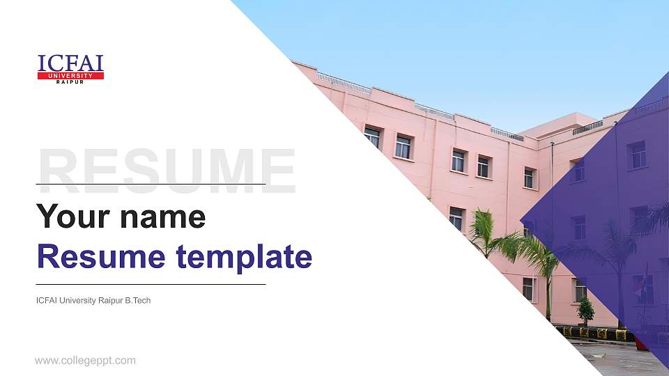 ICFAI University Raipur B.Tech Resume PPT Template16:9 ratio PPT effect preview image