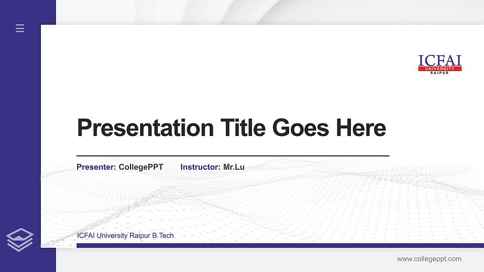 ICFAI University Raipur B.Tech Thesis Proposal/Graduation Defense PPT Template16:9 ratio PPT effect preview image