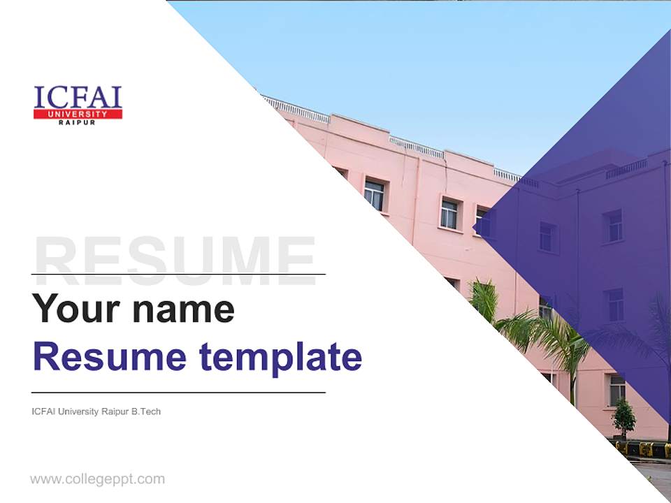 ICFAI University Raipur B.Tech Resume PPT Template4:3 ratio PPT effect preview image5