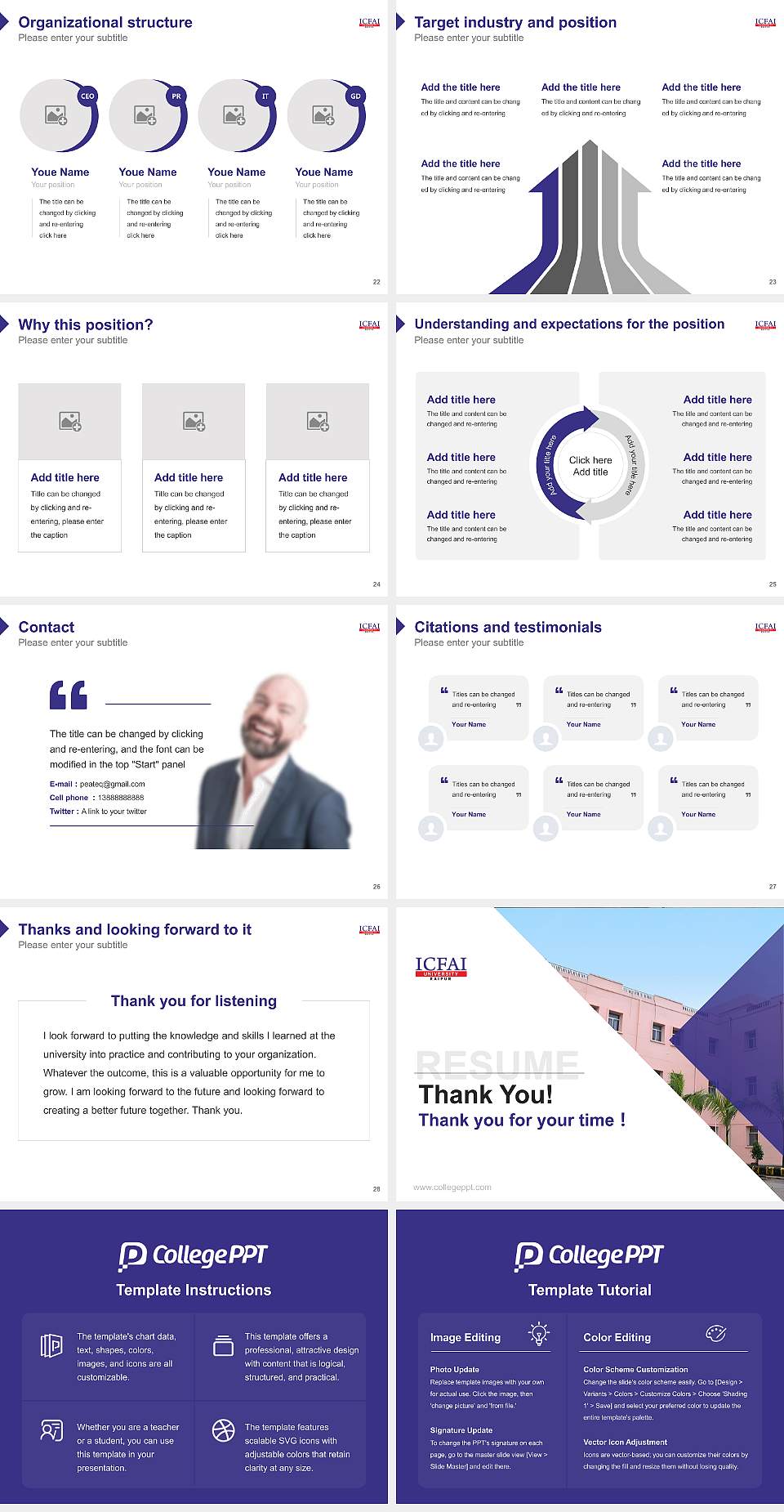 ICFAI University Raipur B.Tech Resume PPT Template4:3 ratio PPT effect preview image4