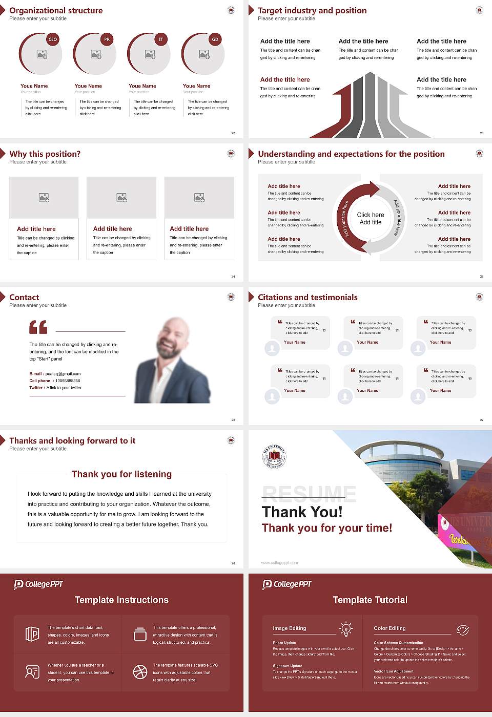 I.E.S University Resume PPT Template16:9 ratio PPT effect preview image4