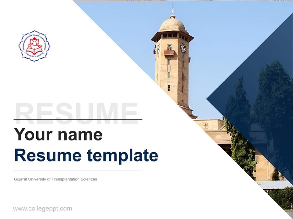 Gujarat University of Transplantation Sciences Resume PPT Template4:3 ratio PPT effect preview image5