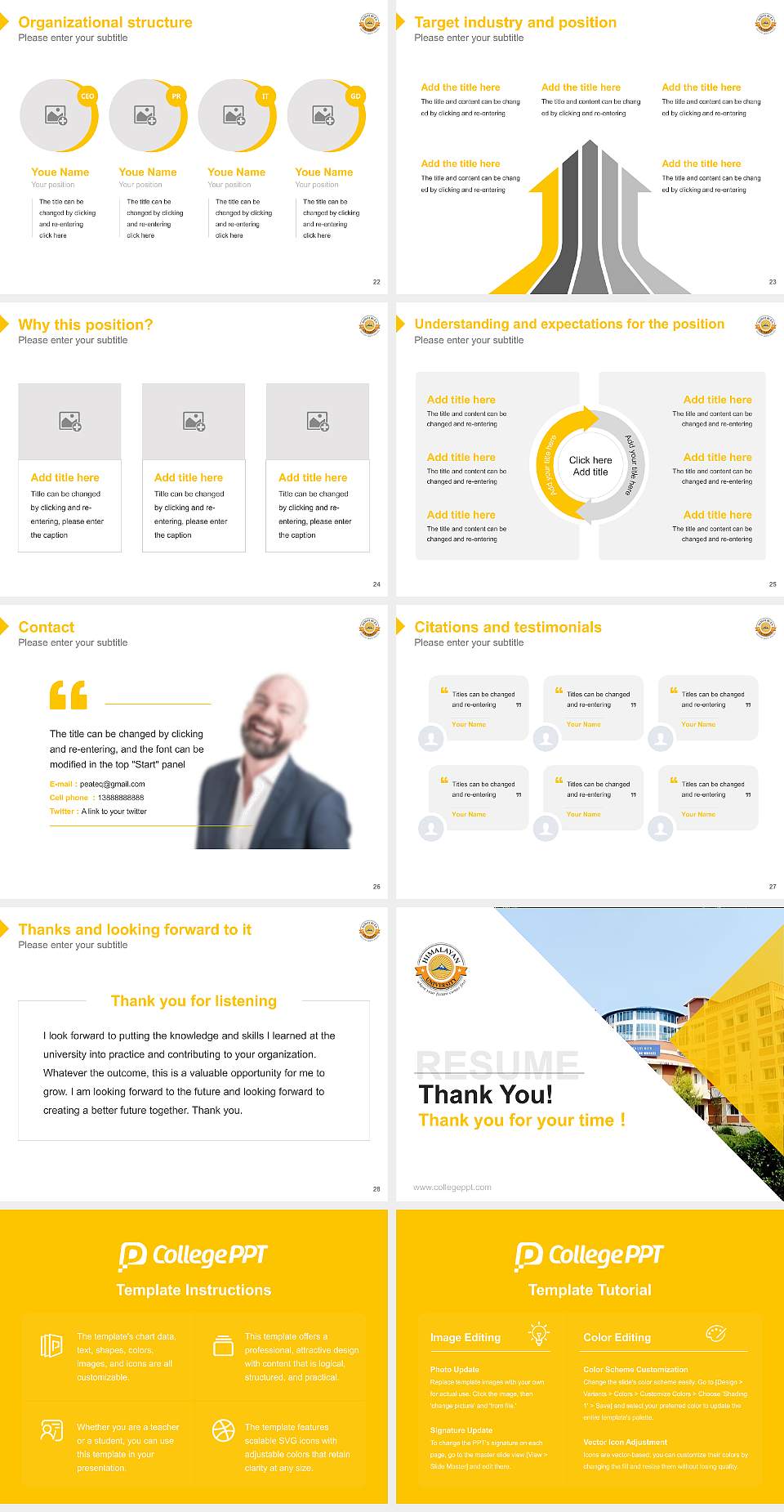Himalayan University Resume PPT Template4:3 ratio PPT effect preview image4
