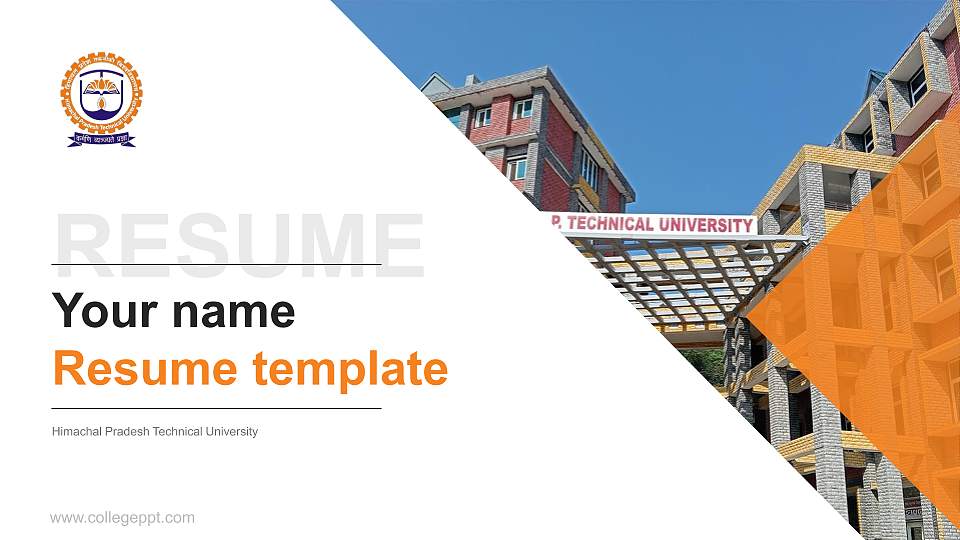 Himachal Pradesh Technical University Resume PPT Template16:9 ratio PPT effect preview image
