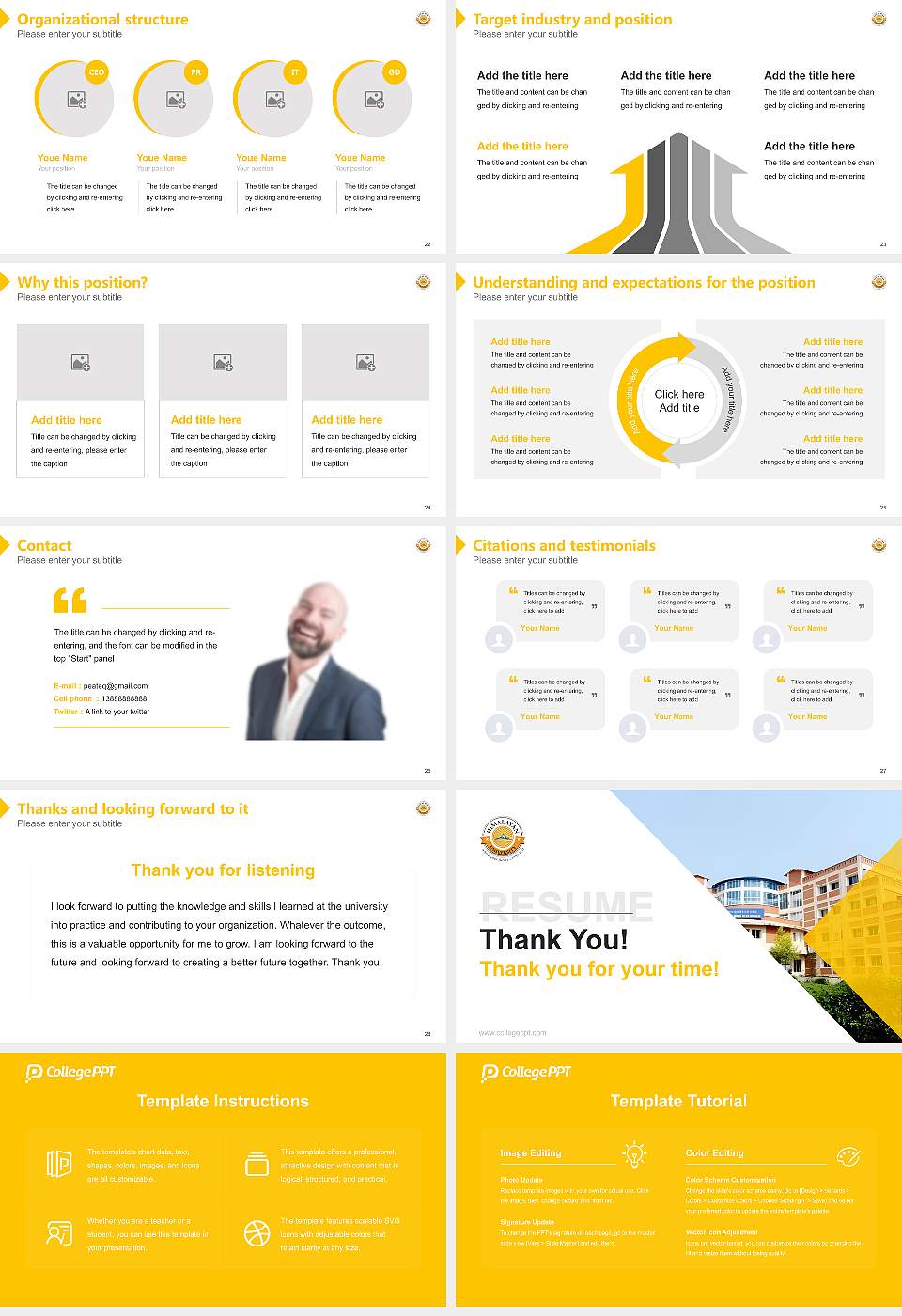 Himalayan University Resume PPT Template16:9 ratio PPT effect preview image4