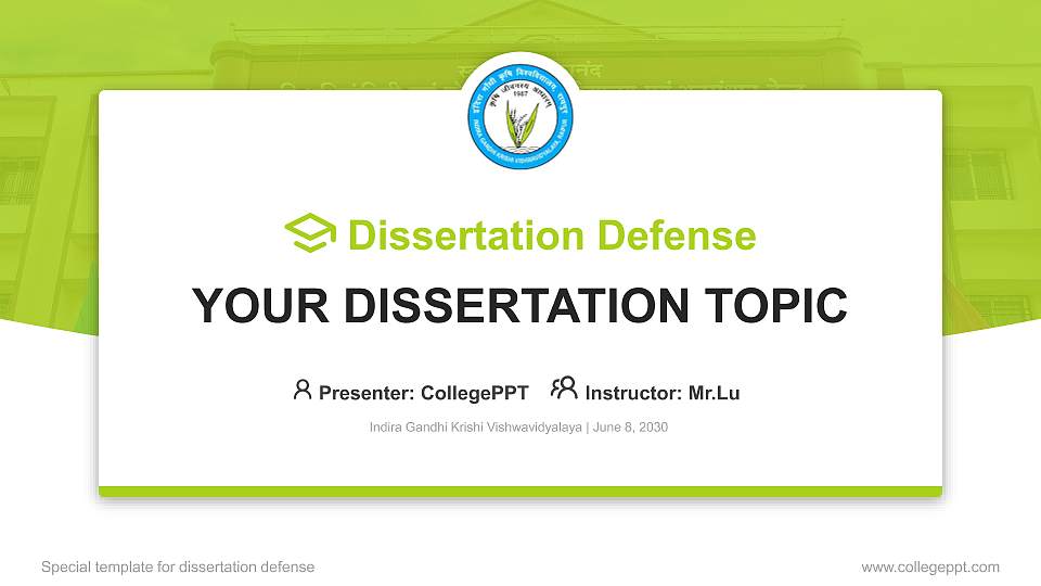 Indira Gandhi Krishi Vishwavidyalaya Graduation Thesis Defense PPT Template16:9 ratio PPT effect preview image